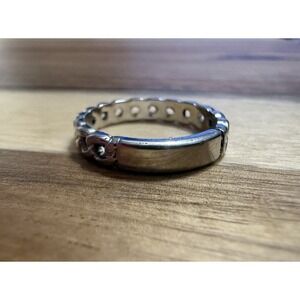 Vintage Signed Avon Silver Tone Loop Link Bar Band Modernist Ring Size US 7